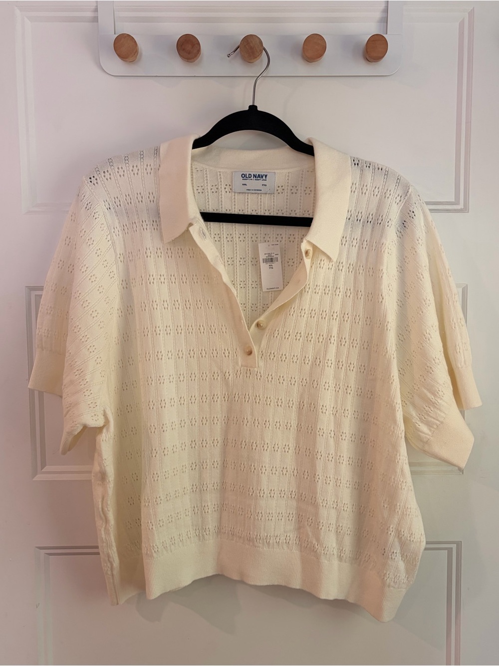 Old Navy Women’s Cream Short-Sleeve Knit Polo NWT | XXL